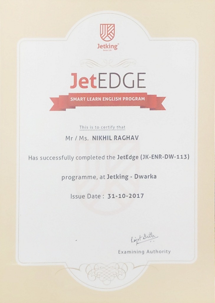 Jetking JetEDGE Smart Learn English Certificate